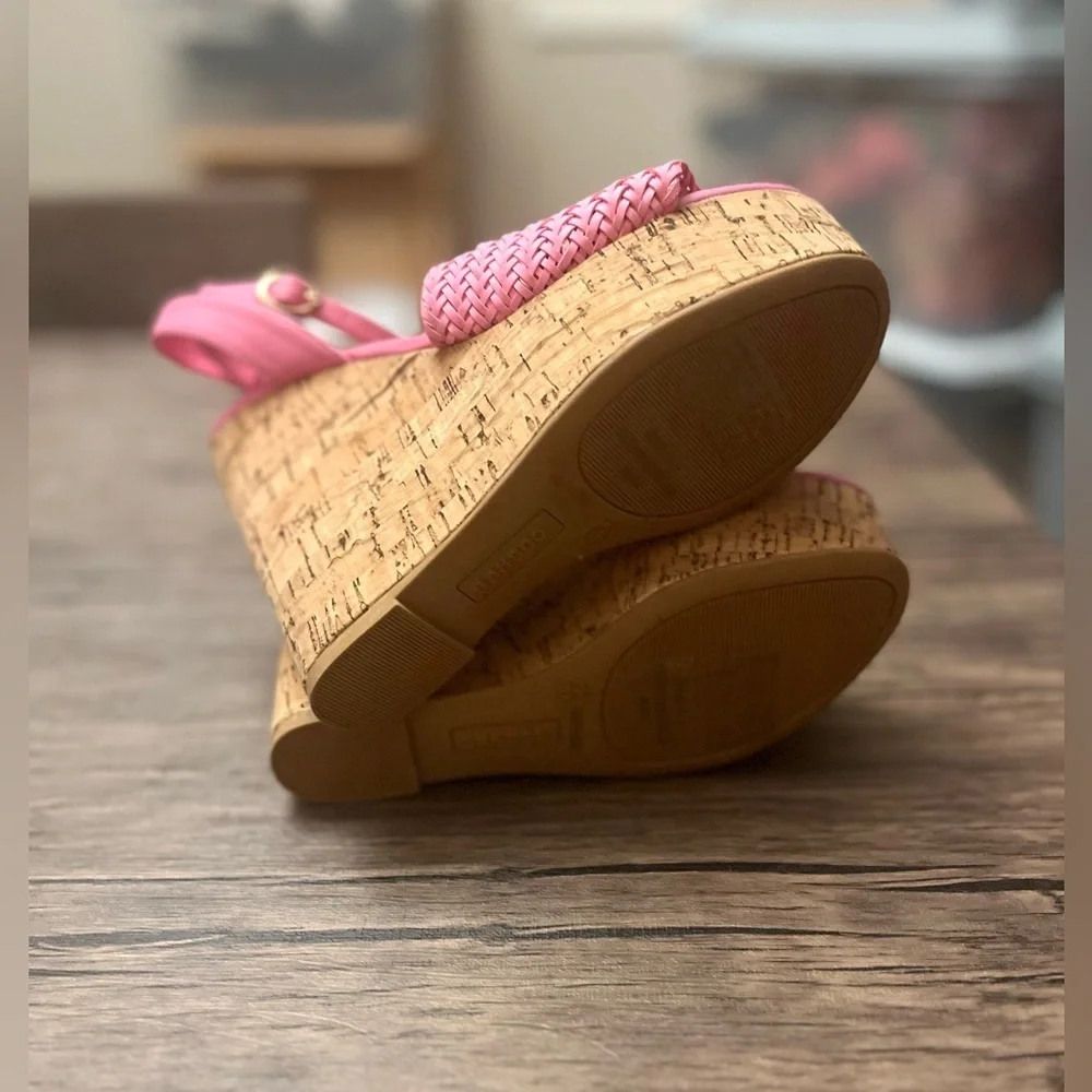Bamboo Braided Wedge Sandals NWOT